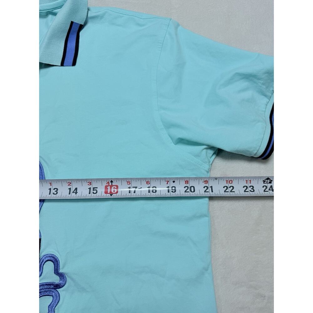 Rare Psycho Big Bunny Logo Polo Shirt XXL Mens Aqua Mint Blue 100% Cotton - Picture 8 of 13